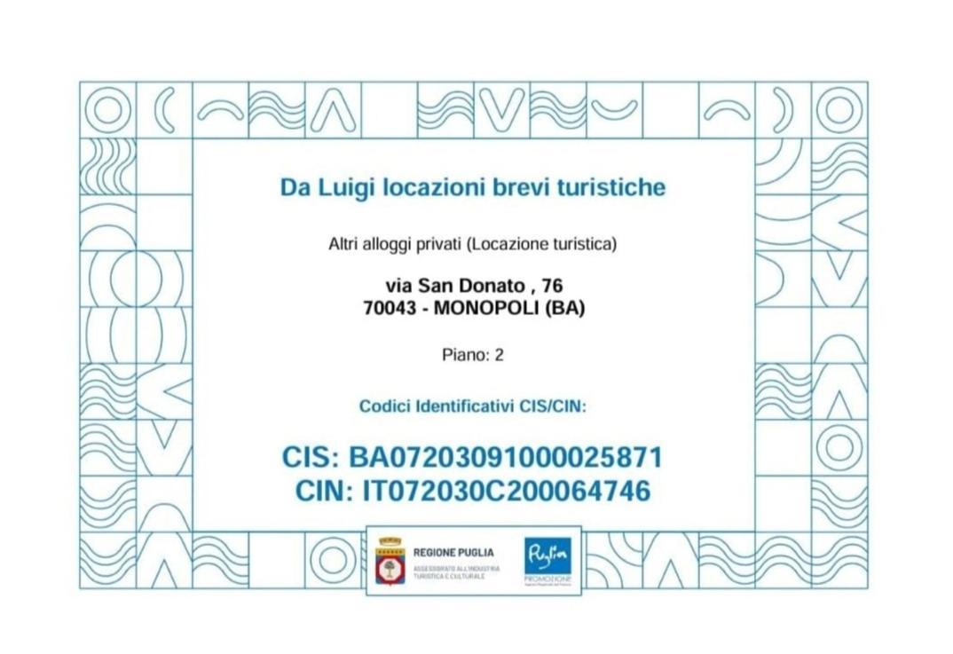 לינה וארוחת בוקר מונופולי Da Luigi Locazioni Brevi Turistiche מראה חיצוני תמונה